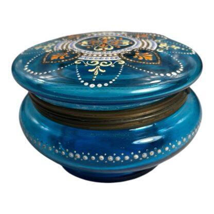 Antique Moser Bohemian Enamel Blue Dresser Box - Image 6