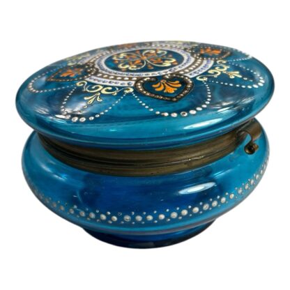 Antique Moser Bohemian Enamel Blue Dresser Box - Image 9