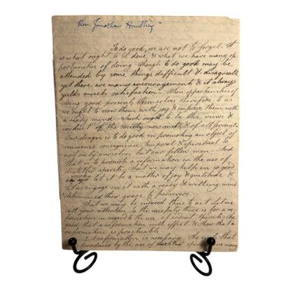 Antique Hand Written Temperance Sermon by Rev. Jonathan Harthing