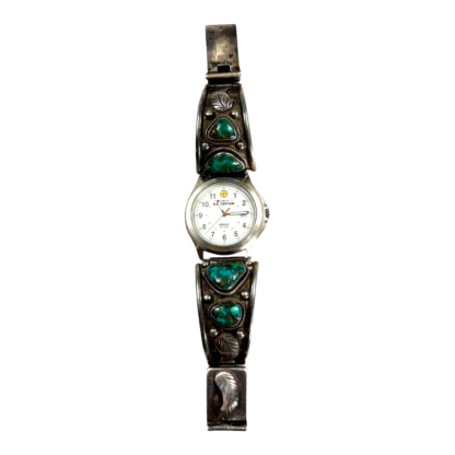 Vintage Native American Navajo Sterling Silver & Turquoise Watch Band