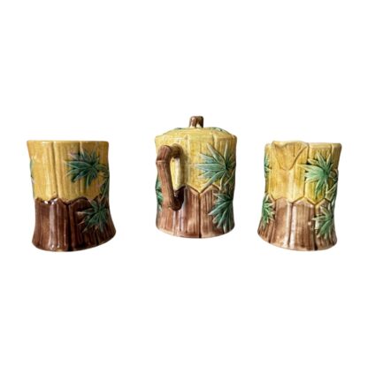 Antique Etruscan Majolica Pottery Bamboo Tea Ware Set (Griffin Smith & Hill) - Image 2