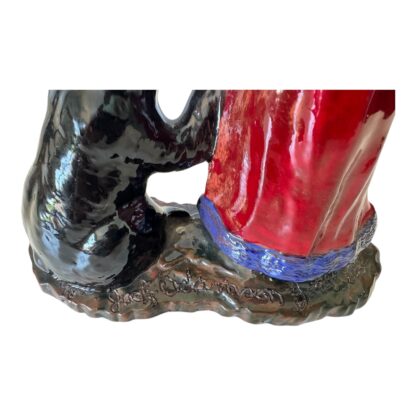 Vintage Folk Art Pottery Holiday Santa Figurine (Signed) - Image 3