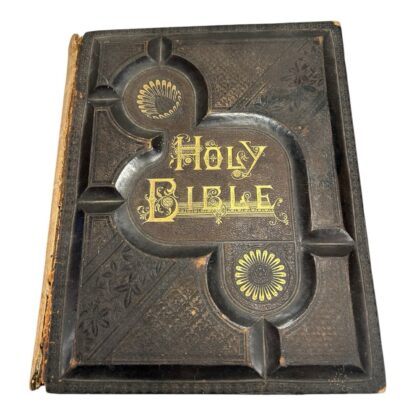 Antique Oversize Leather Bound Family Bible - Image 3