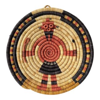 Vintage Native American Hopi Coiled Figural Flat Mudhead Wall Hanging Basket