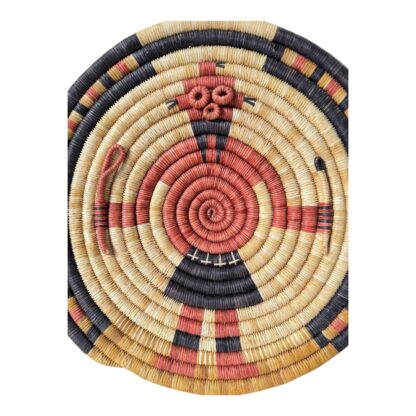 Vintage Native American Hopi Coiled Figural Flat Mudhead Wall Hanging Basket - Image 2