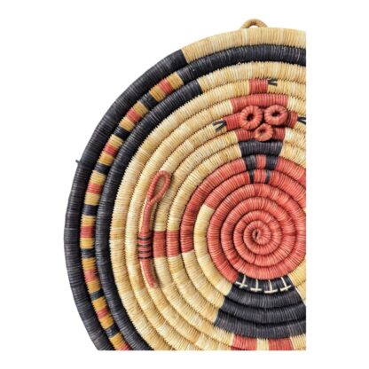 Vintage Native American Hopi Coiled Figural Flat Mudhead Wall Hanging Basket - Image 3