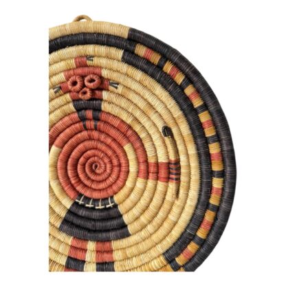 Vintage Native American Hopi Coiled Figural Flat Mudhead Wall Hanging Basket - Image 6