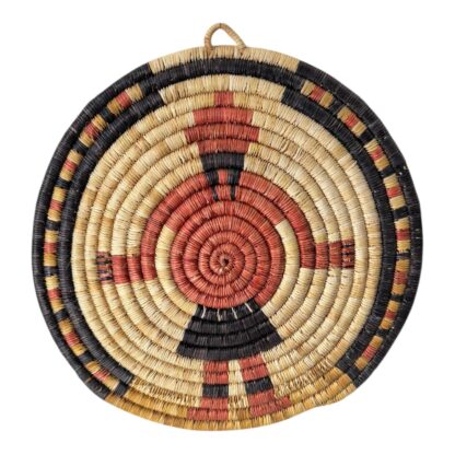 Vintage Native American Hopi Coiled Figural Flat Mudhead Wall Hanging Basket - Image 7