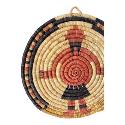 Vintage Native American Hopi Coiled Figural Flat Mudhead Wall Hanging Basket - Image 8
