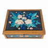 Antique Multicolor Folk Art Foilwork Floral Glass Dresser Box