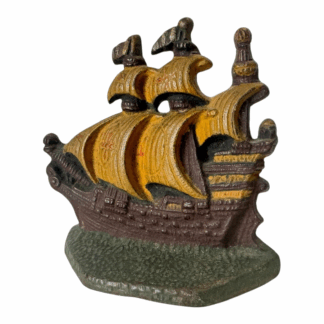 Vintage Hubley Style Cast Iron Nautical Galleon Ship Doorstop