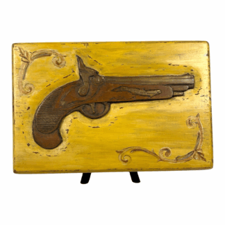 Antique Hand Carved Folk Art Black Powder Gun Wood Box