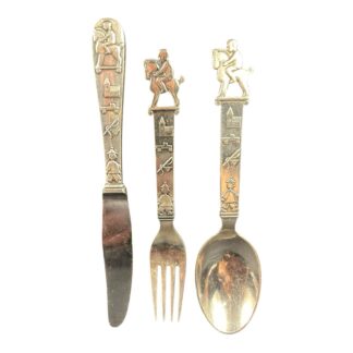 Vintage Carl Cohr Denmark Sterling Silver Baby Child Fork Knife Spoon Set