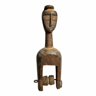 Antique Hand Carved African Baule Tribal Art Double Sided Heddle Pulley