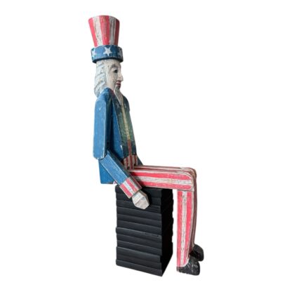 Vintage Americana Handmade Folk Art Wooden Uncle Sam Figure Sculpture - Image 3
