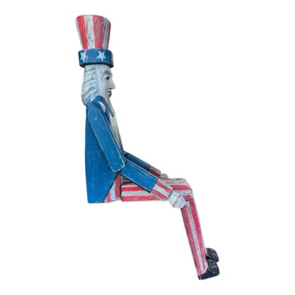 Vintage Americana Handmade Folk Art Wooden Uncle Sam Figure Sculpture - Image 8
