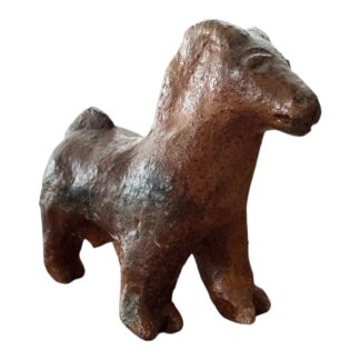Antique Native American Handmade Redware Stoneware Pottery Ram Figurine