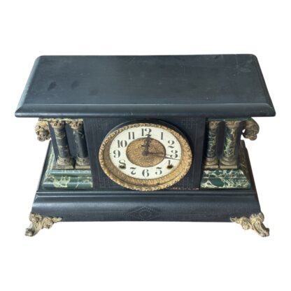 Antique Gilbert Bristol Mantel Clock with Brass Detailing & Pillars - Image 2