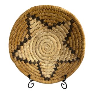 Vintage Native American Basket Weave Shallow Bowl with Star Design
