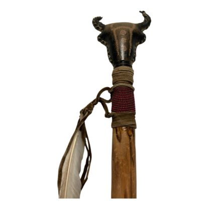 Antique Native American Rawhide Buffalo Rattle - Image 4