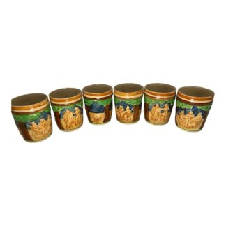 Antique Japan Majolica Set of 6 Beer Tumblers