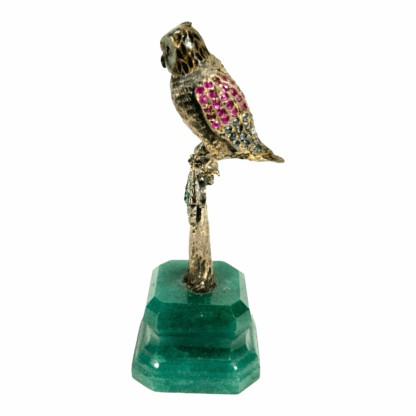 Antique Austrian Jeweler Art Owl Figurine Statue Sterling Silver and Jewels - Image 3