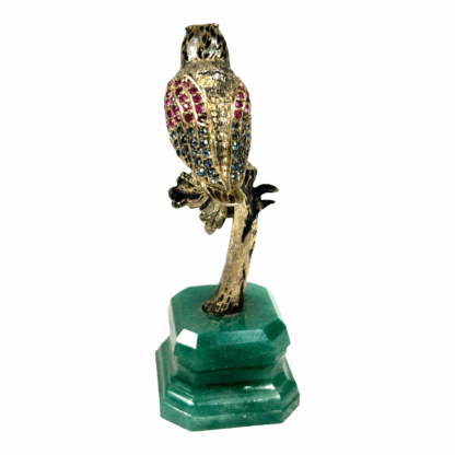 Antique Austrian Jeweler Art Owl Figurine Statue Sterling Silver and Jewels - Image 4