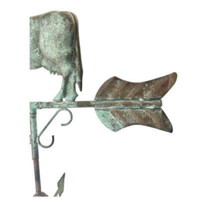 Antique Rustic Farmhouse Metal Cow Weathervane on Wooden Stand - Image 13