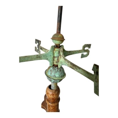 Antique Rustic Farmhouse Metal Cow Weathervane on Wooden Stand - Image 18