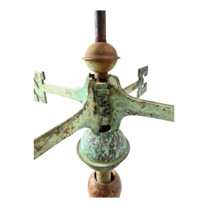 Antique Rustic Farmhouse Metal Cow Weathervane on Wooden Stand - Image 21