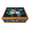 Antique Multicolor Folk Art Foilwork Floral Glass Dresser Box - Image 2