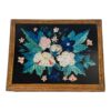 Antique Multicolor Folk Art Foilwork Floral Glass Dresser Box - Image 3