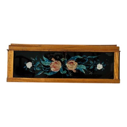 Antique Multicolor Folk Art Foilwork Floral Glass Dresser Box - Image 9