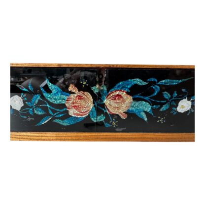 Antique Multicolor Folk Art Foilwork Floral Glass Dresser Box - Image 13