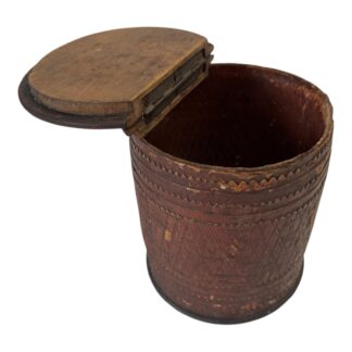 Antique Burmese Lacquerware Betel Nut Box Kun-it Hand Carved Wood Container