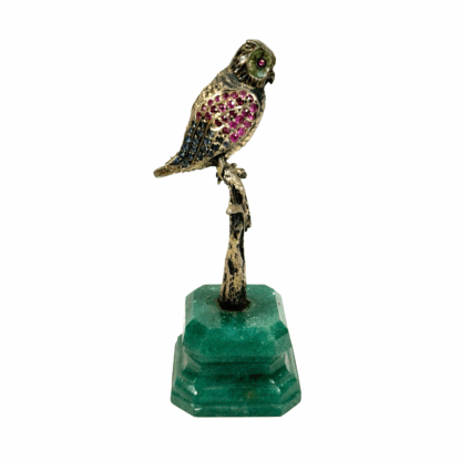 Antique Austrian Jeweler Art Owl Figurine Statue Sterling Silver and Jewels - Image 6