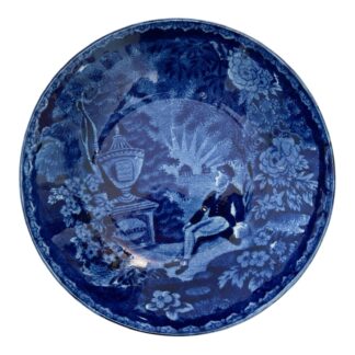 Antique Historical Staffordshire Blue Transferware Bowl - Benjamin Franklin