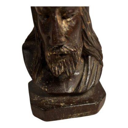 Antique Christian Religious Hand Carved Wood Jesus Statue - Image 9
