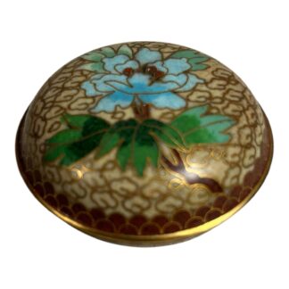 Antique Chinese Cloisonne Floral Jewelry or Pill Box