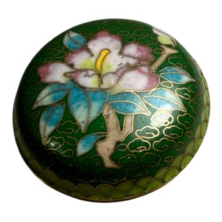 Antique Chinese Cloisonne Floral Jewelry or Pill Box
