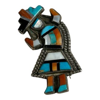 Vintage Native American Sterling Silver Inlay Rainbowman Dancer Pin or Brooch