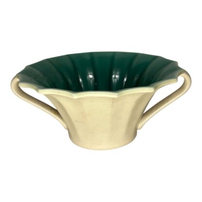 Vintage 1939 Rookwood Pottery 6130 Cream & Green Handled Vase - Image 2