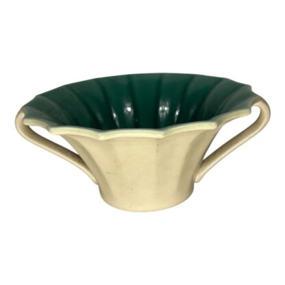 Vintage 1939 Rookwood Pottery 6130 Cream & Green Handled Vase - Image 3