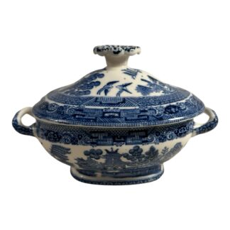 Antique Wedgwood Willow Pattern Sugar Bowl