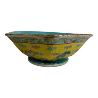 Antique Qing Dynasty Six Sided Footed Bowl