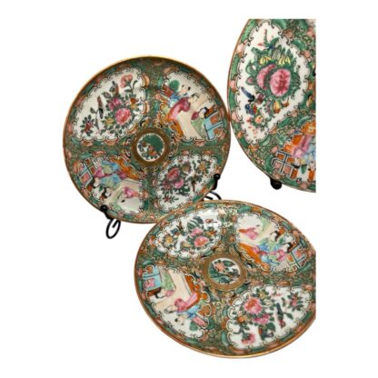 Antique Lot of 5 Chinese Export Rose Medallion Plates - Image 3