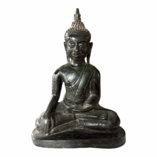 Antique Asian Thai Burmese Seated Bronze Buddha Statue - Mon Period Style