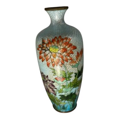 Antique Meiji Era Japanese Ginbari Cloisonne Floral Vase - Image 3