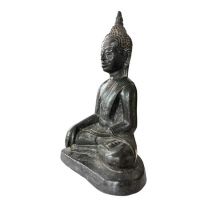Antique Asian Thai Burmese Seated Bronze Buddha Statue - Mon Period Style - Image 3