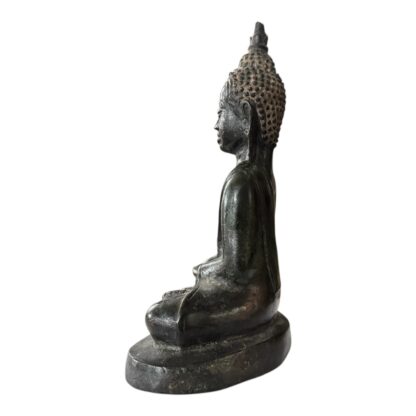 Antique Asian Thai Burmese Seated Bronze Buddha Statue - Mon Period Style - Image 4